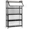 Tall Narrow Bookcase with Enclosed Storage, 4-Door Metal Mesh Cabinet for Living Room Bedroom